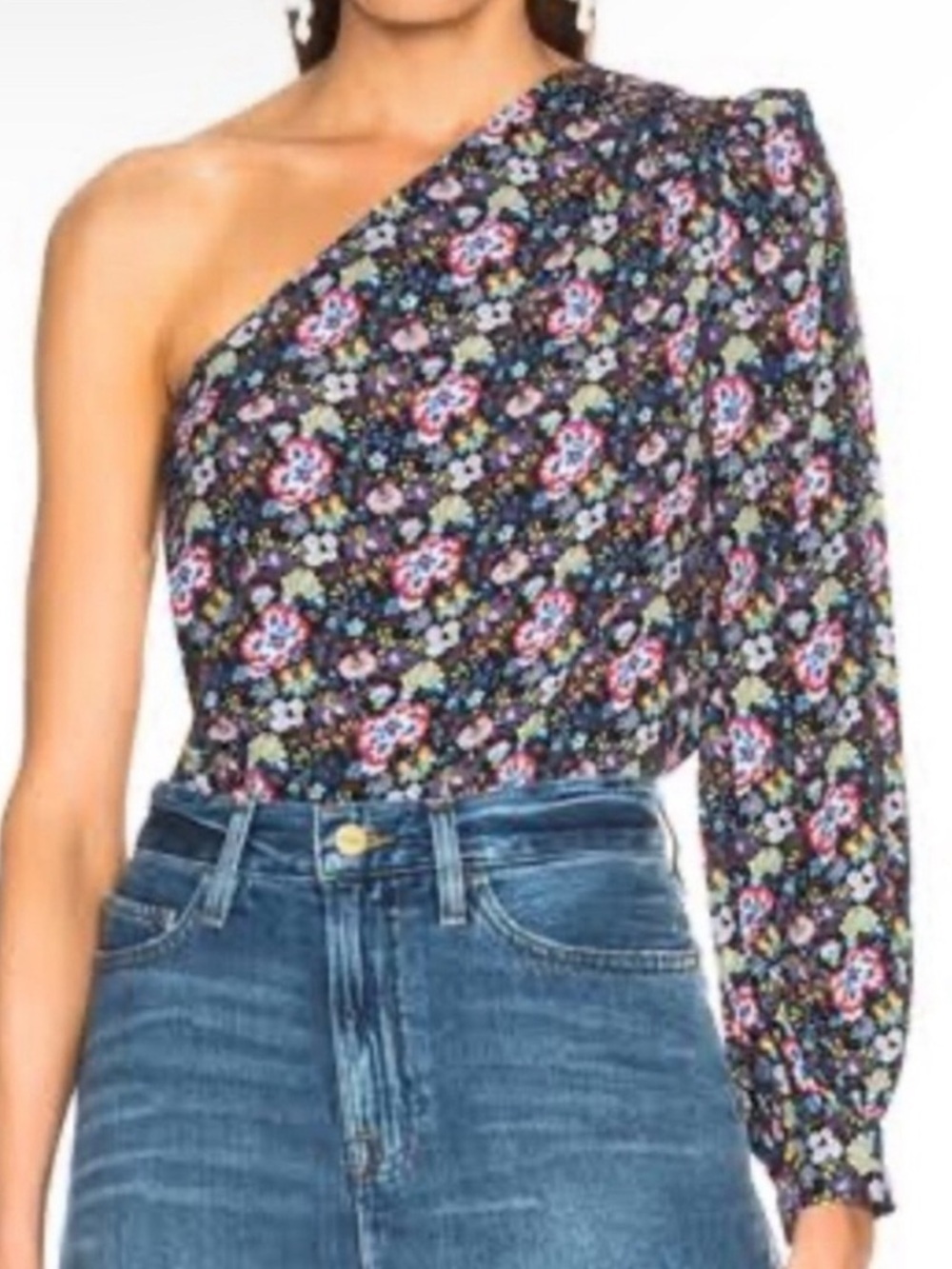 Frame Floral One Shoulder Blouse Size Large New with Tag